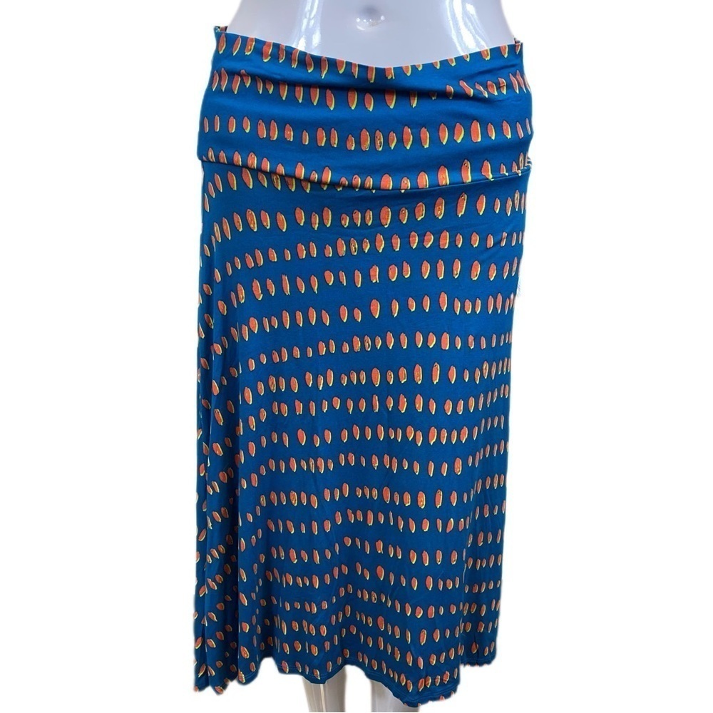 Lularoe size Medium skirt NWT blue with orange and yellow design